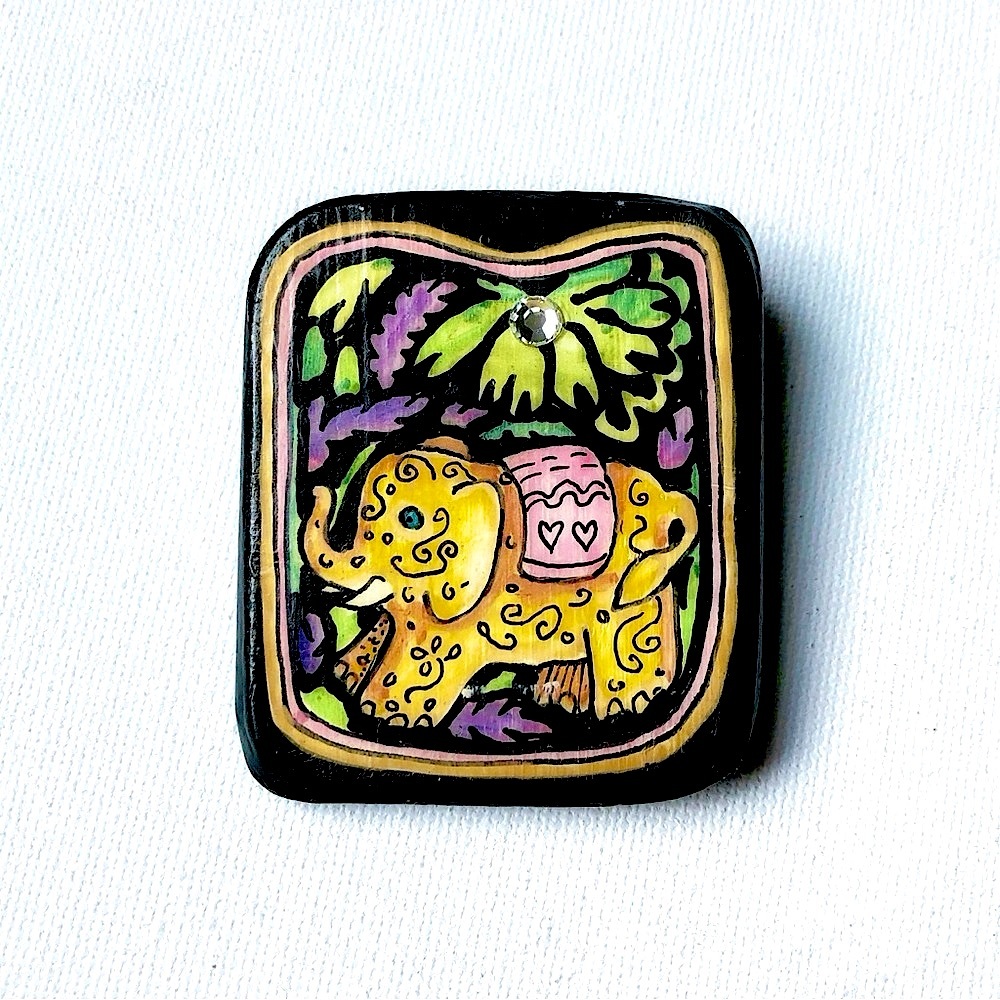 Alanna Marohnic Fine Art To Wear Hand Painted Elephant Brooch